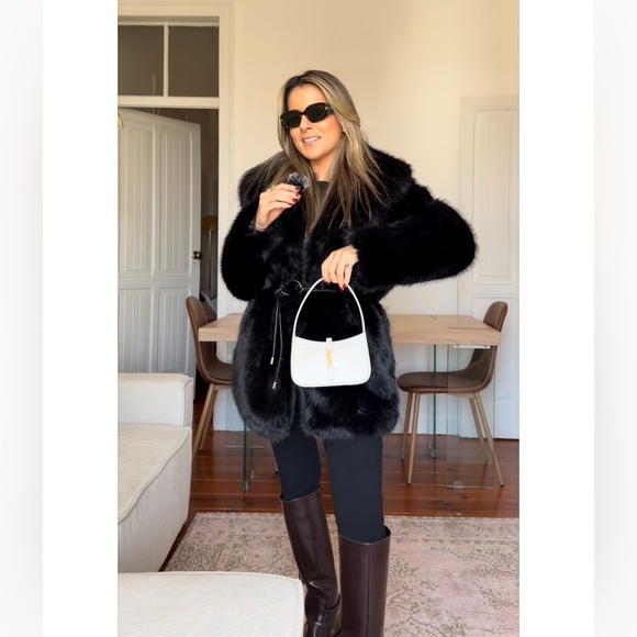 ZARA BLACK FAUX FUR COAT - Picture 6 of 16